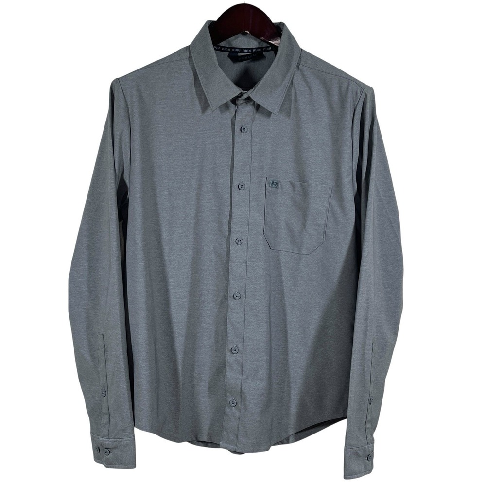 Kuiu Performance Button Up Shirt Mens M Gray Long Sleeve Lightweight Stretch
